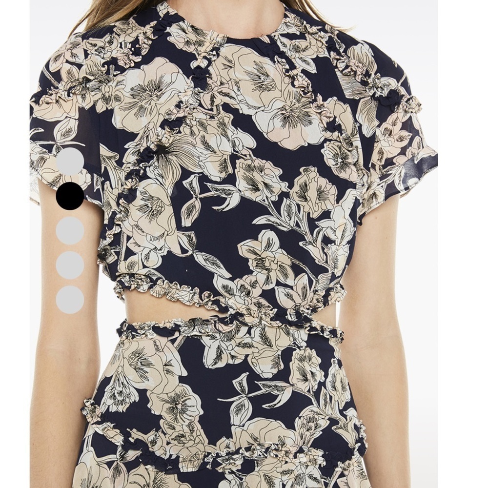 Floral Navy Dress with Open Back - Picture 4 of 13